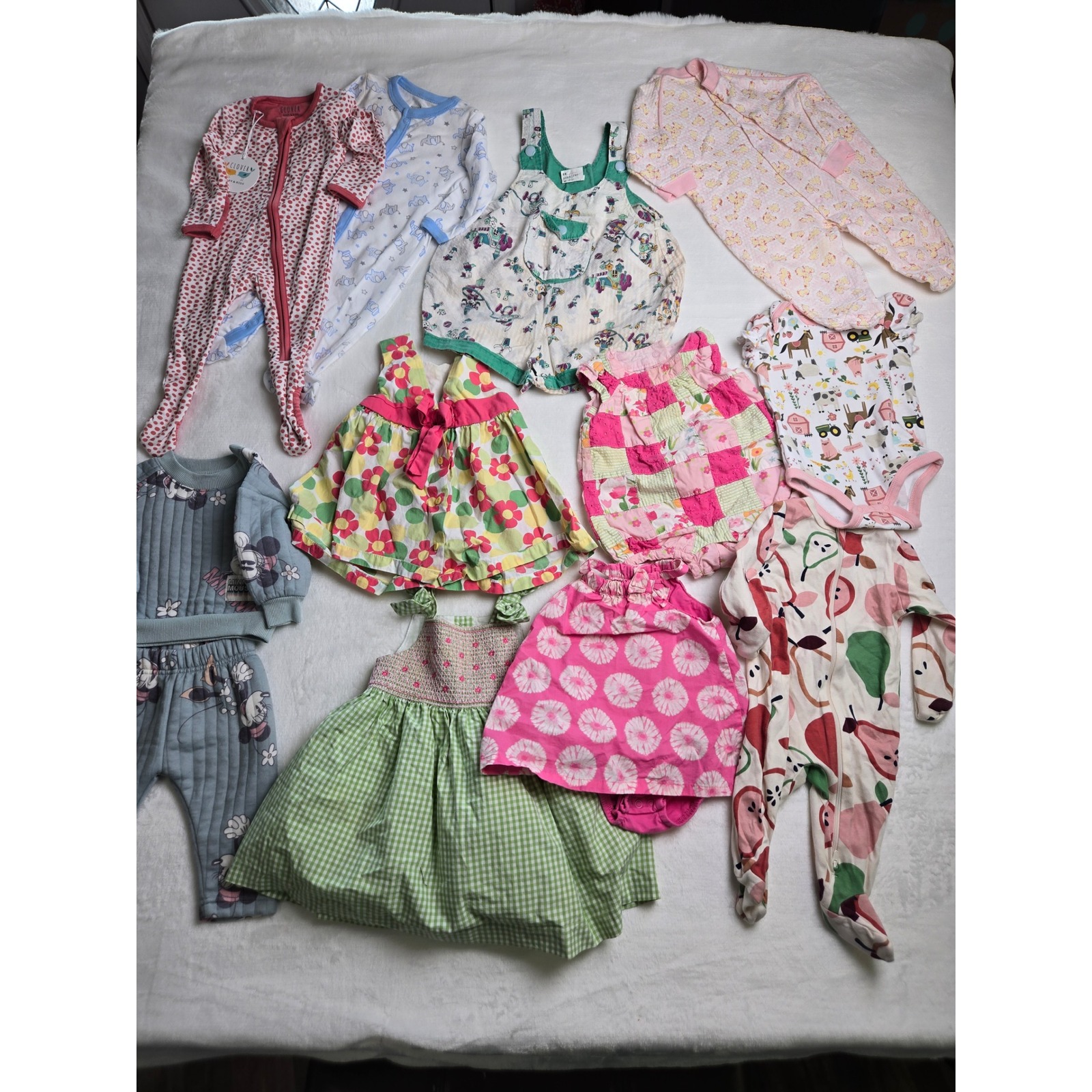 Baby Girl Clothes Lot 12pc Gymboree Disney Clover Duck John Deer 0-9 Mth Mix Lo